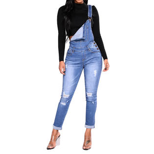 Ripped best sale jean jumpsuit