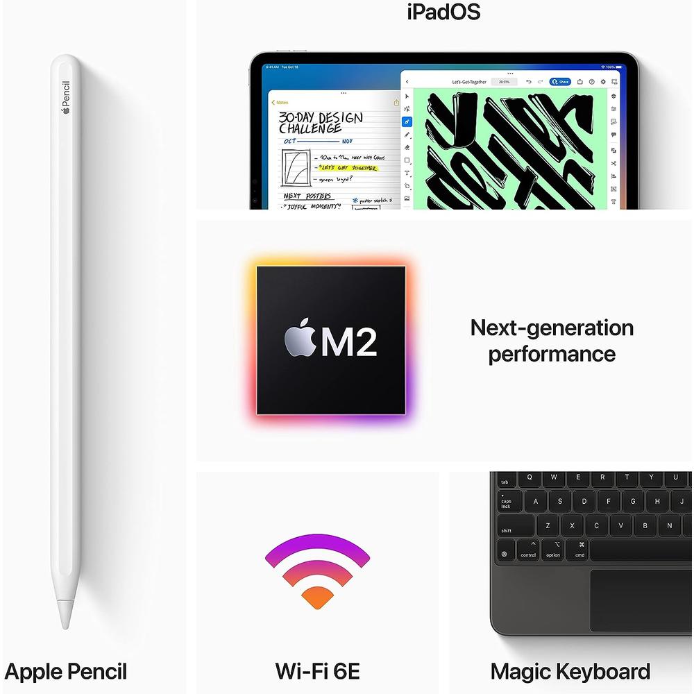 Apple iPad Pro 4th Generation with M2 Chip, 11-inch Liquid Retina Display, 128GB, 12MP Front Camera, Wi-Fi Only, Face ID - Gray