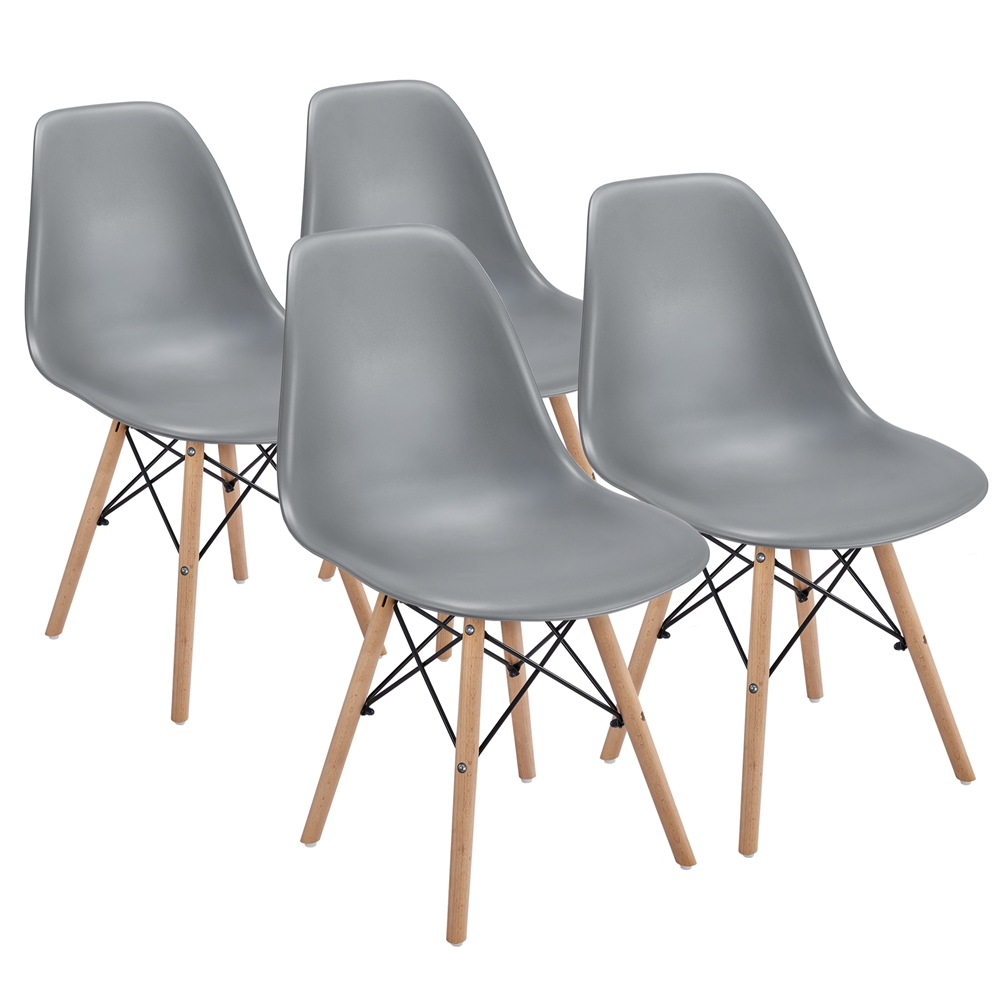 Yaheetech Set of 4 Dining Chairs Modern Design with Natural Beech Wood Chair Mid Century Style