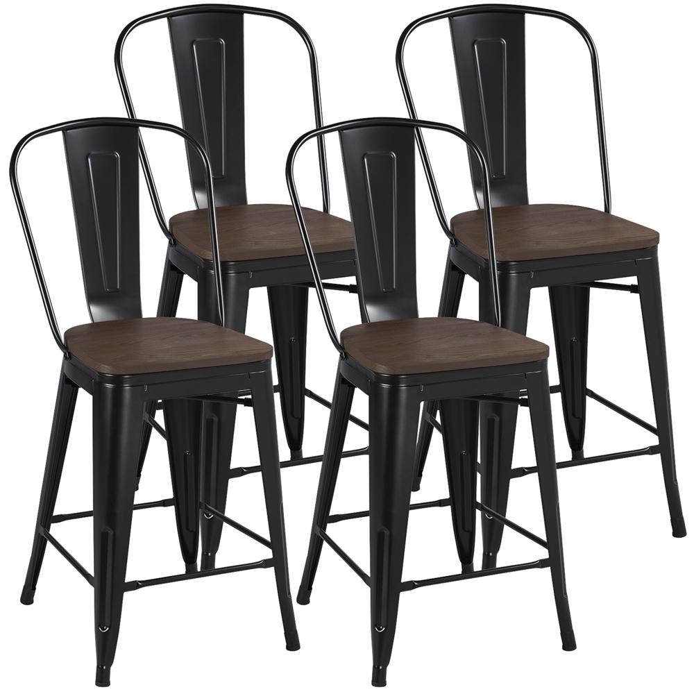 Yaheetech Set Of 4 Metal Dining Chairs, Bar Height Dining Chairs Set Of 4