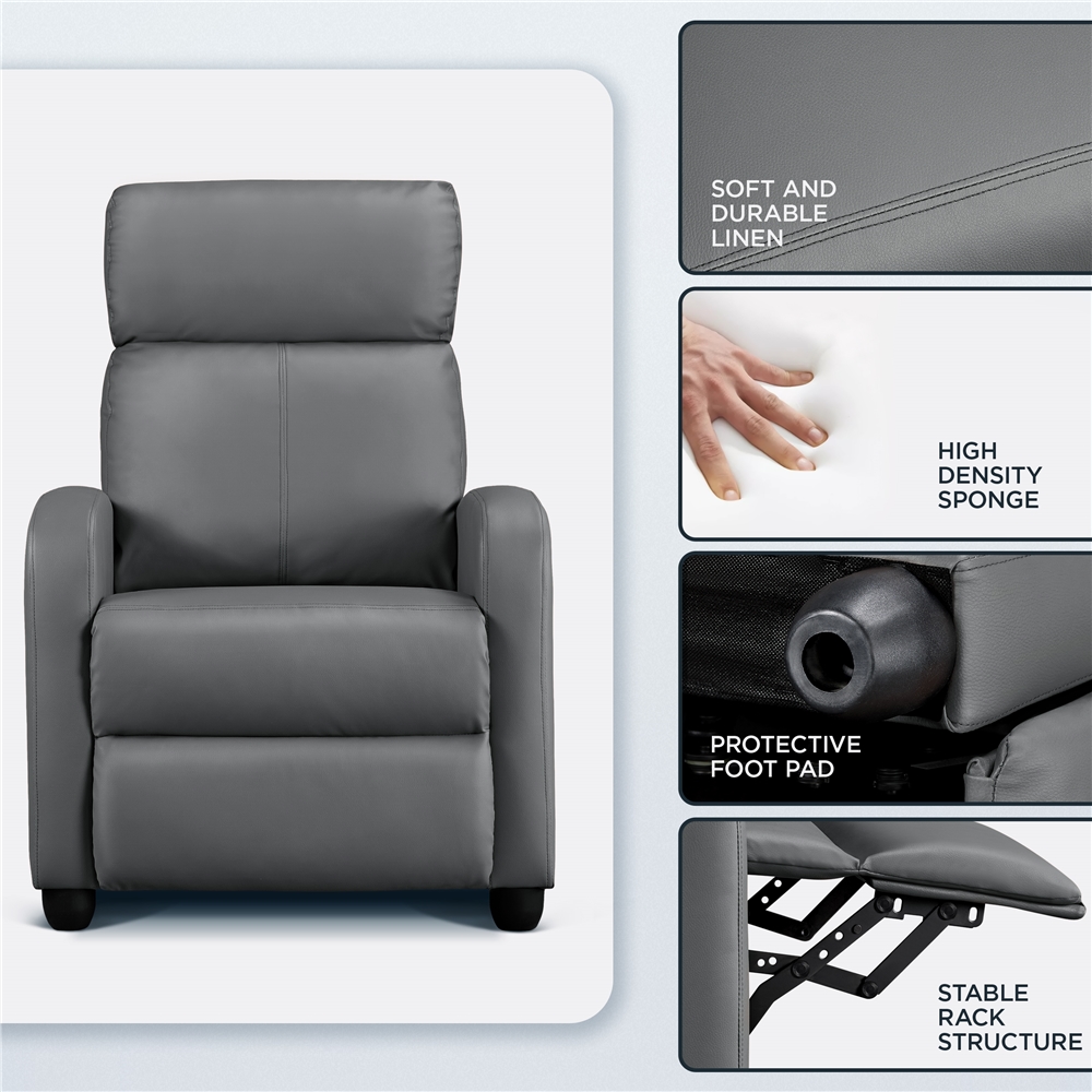 Yaheetech Adjustable Modern Recliner Chair PU Leather Recliner Sofa