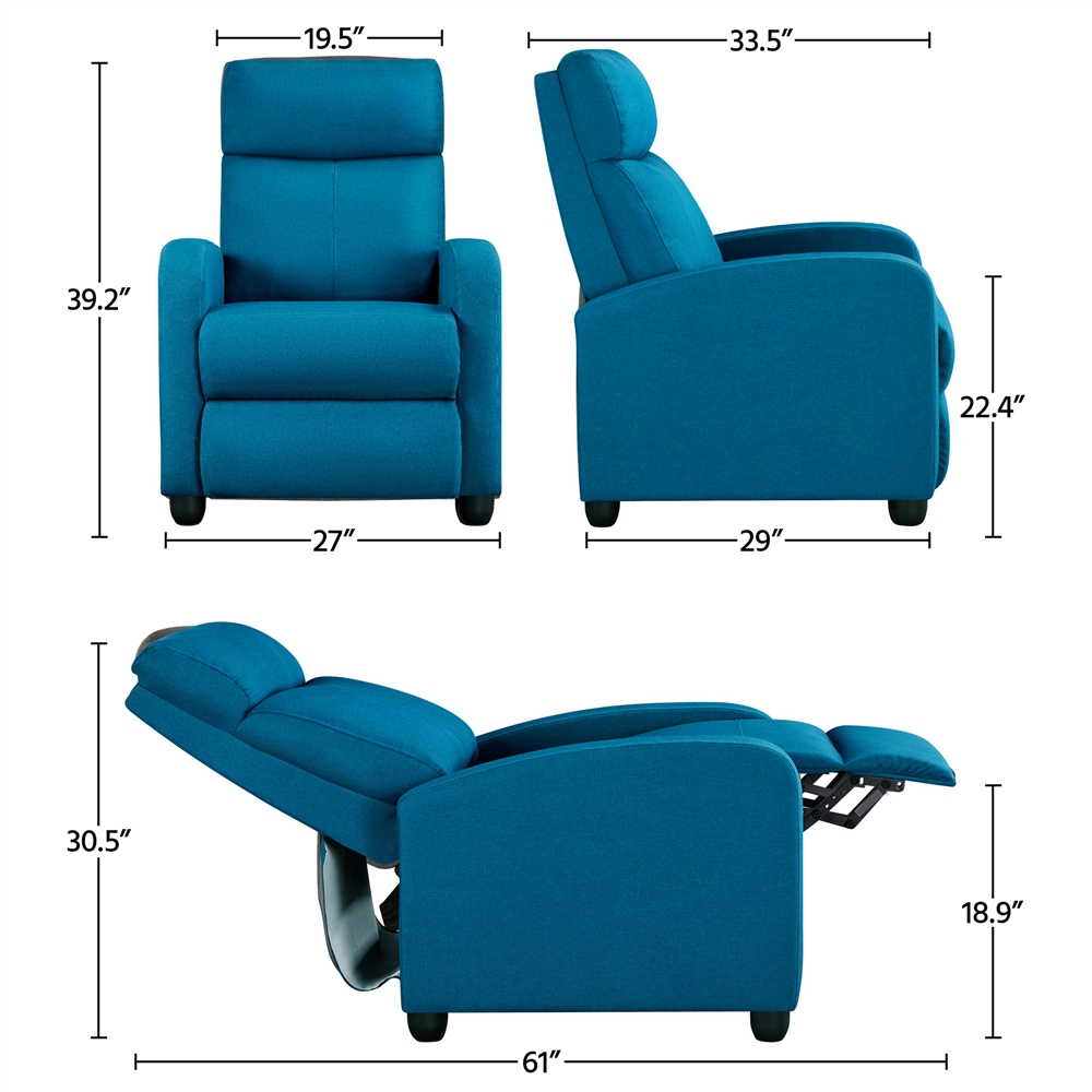 Yaheetech Adjustable Modern Single Fabric Recliner Sofa Recliner Chair
