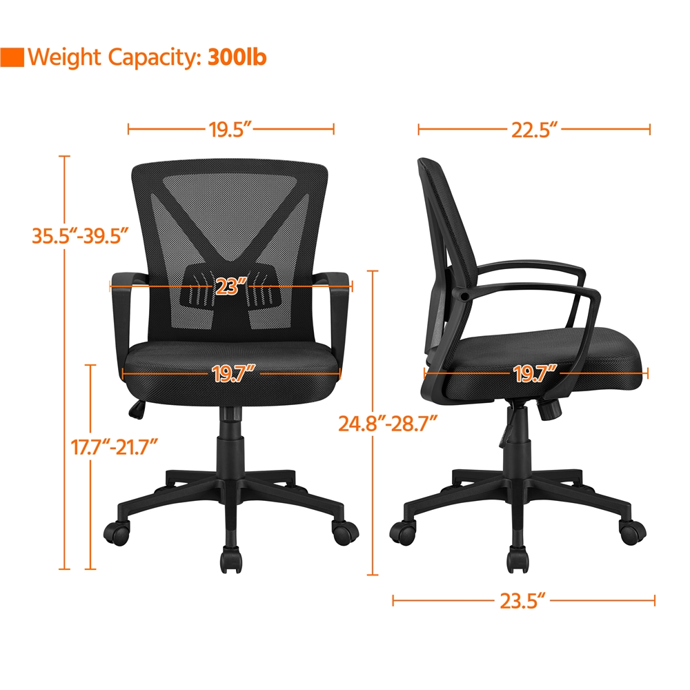 Yaheetech Mesh Office Chair Executive Desk Chair Adjustable Computer Chair Study Chair Mid Back Swivel Chair