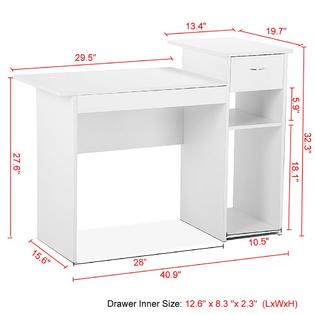 Yaheetech Home Office Small Wood Computer Desk With Drawers And
