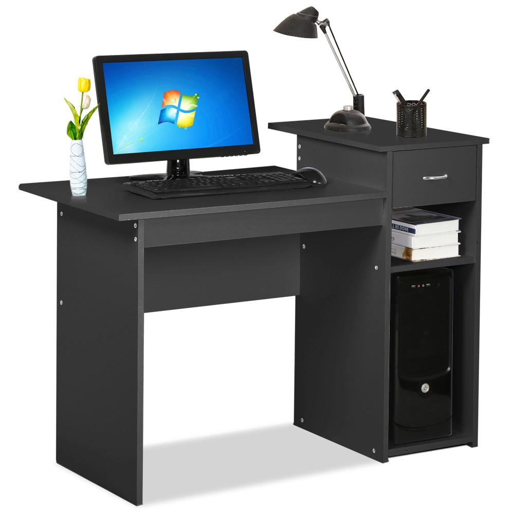 Yaheetech Home Office Small Wood Computer Desk with Drawers and Storage Shelves Workstation   Furniture