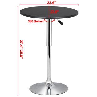 Yaheetech Black Round Cocktail Table with Stainless Steel ...