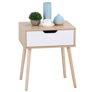 Yaheetech White Brown Walnut Side End Table Nightstand With