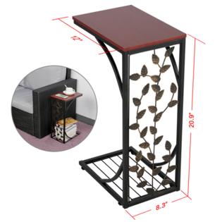 Yaheetech C Shaped Side Sofa Snack Table Coffee Tray End Table Living Room Furniture