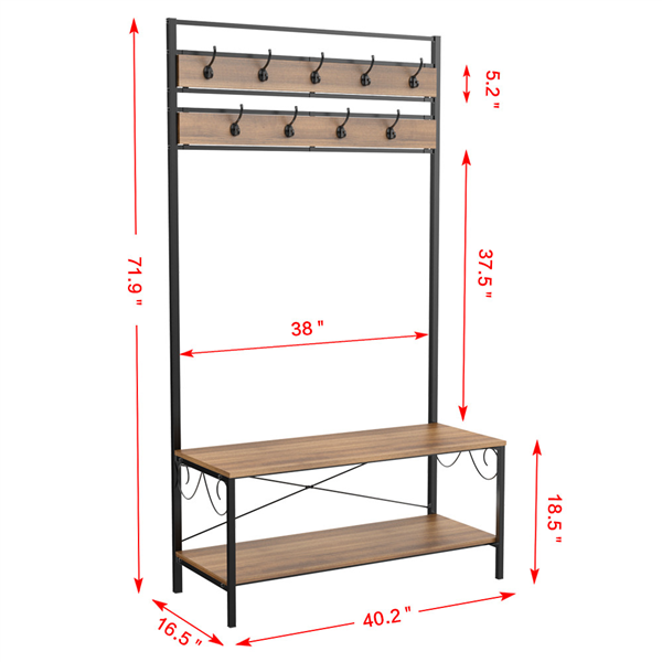 Yaheetech 72 Inch Hall Tree Storage Bench Entryway Shoe Rack