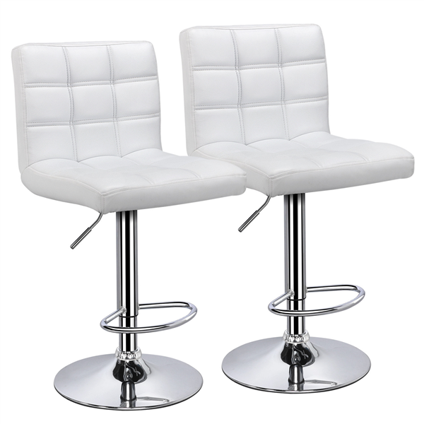 Black Modern Square PU Leather Bar Stools with Footrest,Set of 2,Counter Height Bar Chair Metal Barstool 