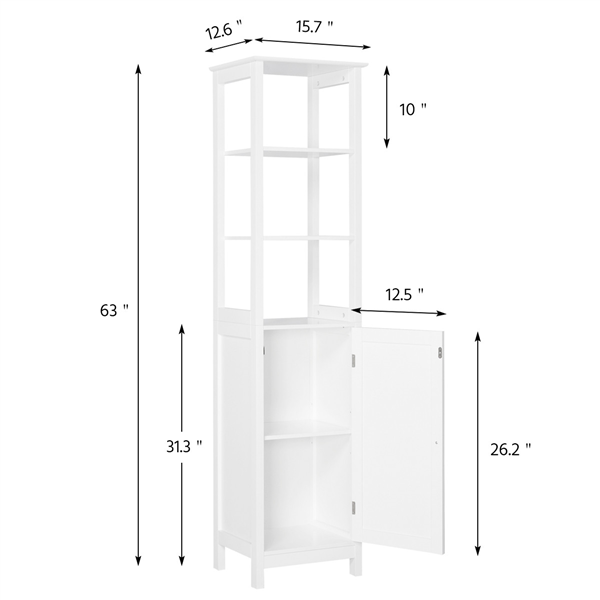 Yaheetech Floor Cabinet Wooden Tall Bathroom Storage Cabinet With