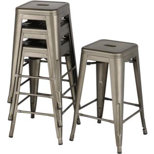 Yaheetech 30 Inches Metal Bar Stools High Backless Bar Height Stools Stackable Chairs Set Of 4 Metal