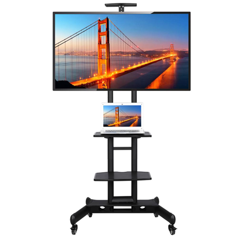 Yaheetech Mobile TV Stand with Stroage Shelves & Heavy Duty Base Stand Rolling TV Carts