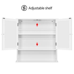 Yaheetech Medicine Cabinets Wooden Bathroom Wall Cabinet With Double Mirror Doors Adjustable Shelf White