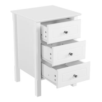 Yaheetech White Wood Nightstand 3 Drawers Bedside Table Cabinet With Solid Wood Legs