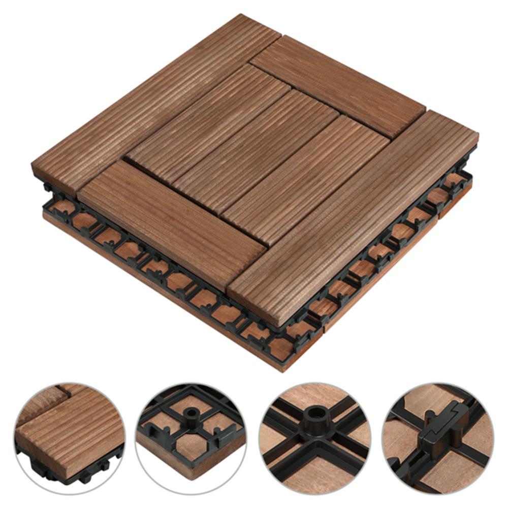 Yaheetech 27PCS Deck Tiles Interlocking Wood Composite Decking Flooring Patio Pavers Tiles