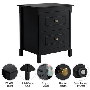 Yaheetech Bedside Table Nightstand With 2 Storage Drawers End Side Tables Coffee Table