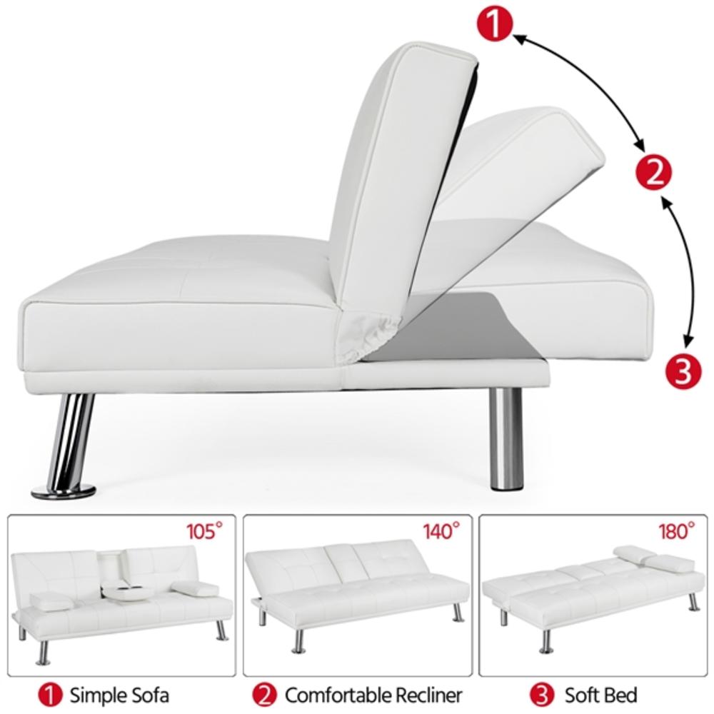 Yaheetech Modern Faux Leather Futon Sofa Bed with Armrest Home Recliner