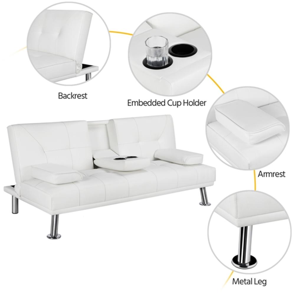 Yaheetech Modern Faux Leather Futon Sofa Bed with Armrest Home Recliner