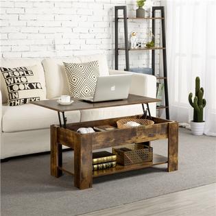 Yaheetech Rustic Lift Top Coffee Table With Hidden Compartment Storage Space