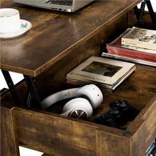 Yaheetech Rustic Lift Top Coffee Table With Hidden Compartment Storage Space