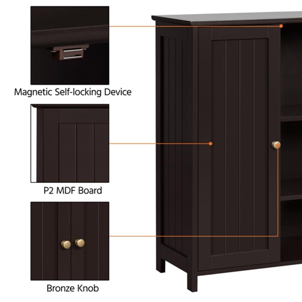Yaheetech Bathroom Floor Cabinet, Free-Standing Storage Cabinet, Inner Adjustable Shelves