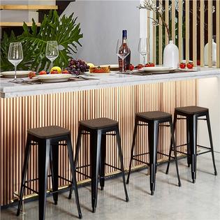 Yaheetech Metal Bar Stools Set of 2 Island Stools 30 Inch ...