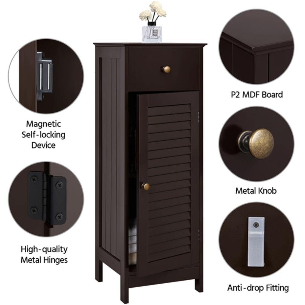 Yaheetech Bathroom Floor Storage Cabinet, Wooden Free-Standing Storage Organizer