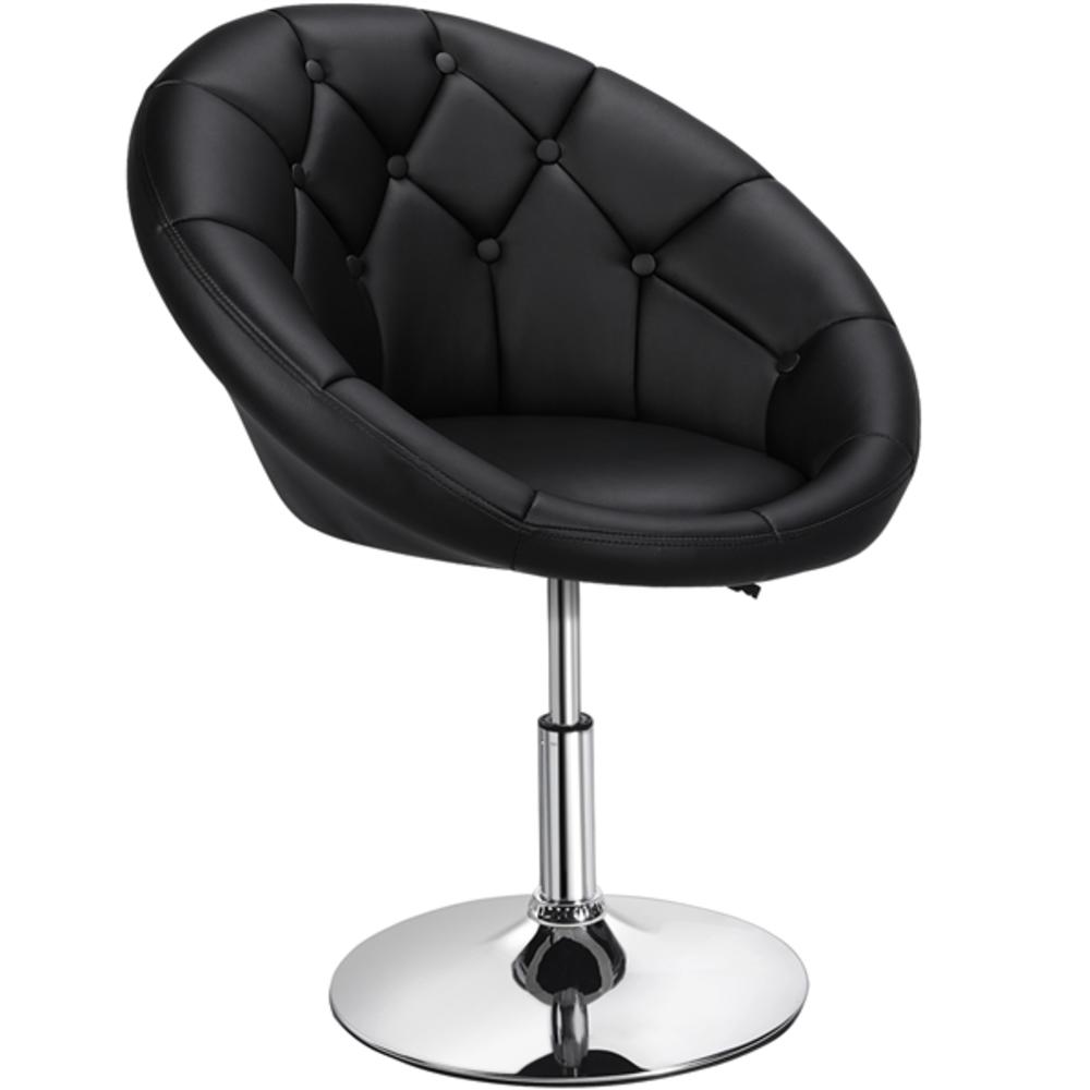 Yaheetech Round Tufted Back Chair Contemporary Height Adjustable Vanity Chair 360° Swivel Accent Chair Lounge Pub Bar Chair Modern Look