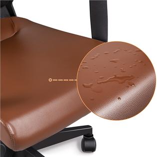 Yaheetech Ergonomic Mesh Office Chair with Leather Seat, High Back Task  Chair with Headrest, Rolling Caster for Meeting Room, Home Brown