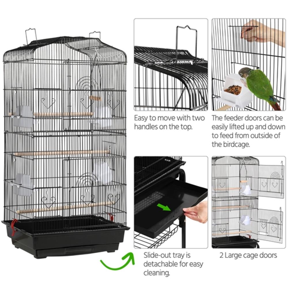 Yaheetech 59.3'' Large Rolling Bird Cage Parrot Finch Aviary Pet Perch w/Stand Black