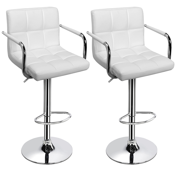 Yaheetech Adjustable Bar Stools, Black Leather Bar Stools With Backs And Arms