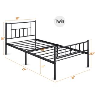 Yaheetech Basic Metal Bed Frame With, Metal Twin Bed With Mattress