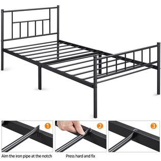 Yaheetech Basic Metal Bed Frame With, Single Bed Frame With Headboard And Footboard