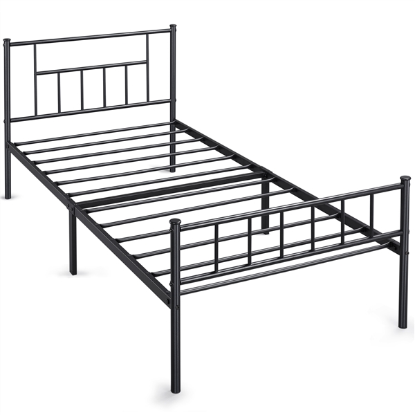 Yaheetech Basic Metal Bed Frame With, Twin Platform Metal Bed Frame With Headboard And Footboard Mattress Foundation