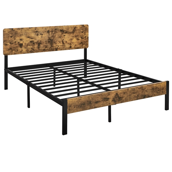 Yaheetech Metal Bed Frame With Wooden Headboard And Footboard Queen Size
