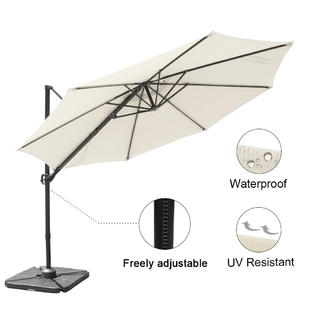 Ssub 21 Moprem Home 10ft Cantilever Offset Patio Umbrella With Vertical Tilt And 360 Degree Rotation Function Cream White