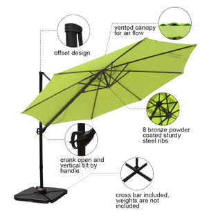 Ssdsb072 Moprem Home 10ft Cantilever Offset Patio Umbrella With Vertical Tilt And 360 Degree Rotation Function Lime Green