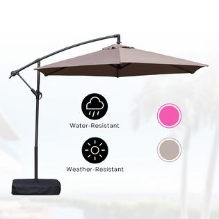 Sswit200023 Moprem Home 10 Ft Patio Umbrella Outdoor With Base Easy Adjustment Hanging Table Market Offset Umbrella For Garden Taupe
