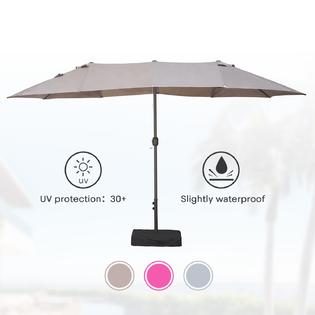 Sswit200025 Moprem Home 15ft Rectangular Patio Double Sided Outdoor Large Umbrella With Sand Base Crank And 12 Sturdy Steel Ribs Suitable