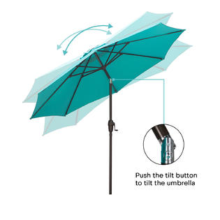Sswit200040 Moprem Home 9 Ft Patio Umbrella Market Umbrella With Sturdy Ribs Push Button Tilt And Crank Sky Blue