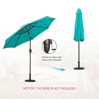 Sswit200040 Moprem Home 9 Ft Patio Umbrella Market Umbrella With Sturdy Ribs Push Button Tilt And Crank Sky Blue
