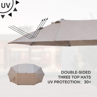 Sswit200025 Moprem Home 15ft Rectangular Patio Double Sided Outdoor Large Umbrella With Sand Base Crank And 12 Sturdy Steel Ribs Suitable