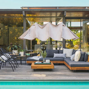 Sswit200025 Moprem Home 15ft Rectangular Patio Double Sided Outdoor Large Umbrella With Sand Base Crank And 12 Sturdy Steel Ribs Suitable