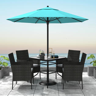 Moprem Home Sshm007 32 X 32 Outdoor Dining Table Tempered Glass Table Patio Bistro Table Top Umbrella Stand Square Table Deck