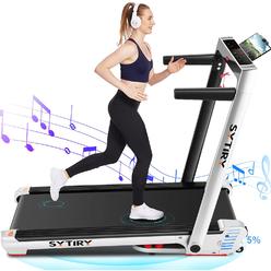 Sytiry 3.25 HP Electric Treadmill with Incline & Bluetooth Speaker,6 LED Display Running Machine for Home Work Out-2023 Updated Version