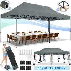 Generic 10' x 20' Pop Up Canopy,Outdoor Instant Waterproof Tent Gazebo, Adjustable Height Straight Leg Shelter w/Roller Bag,4 Sandbags