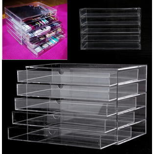 Tops Acrylic Makeup Cosmetic Jewelry Organizer 5 Drawer Clear