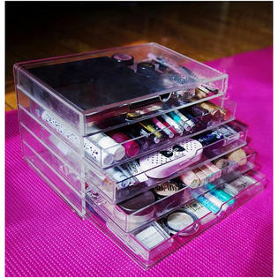 Tops Acrylic Makeup Cosmetic Jewelry Organizer 5 Drawer Clear