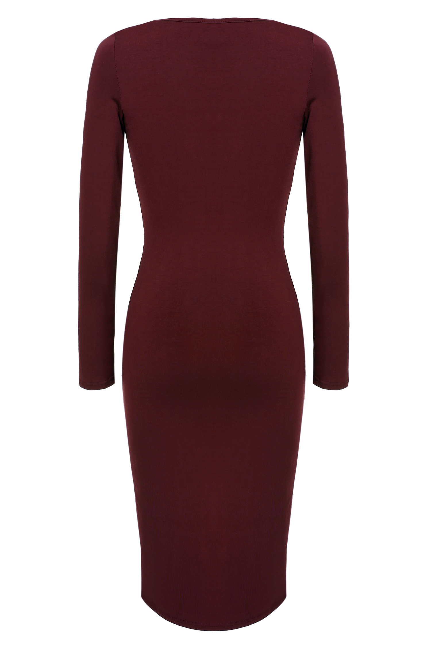 Skyling Women Casual O-Neck Long Sleeve Solid Bodycon Stretch Dress